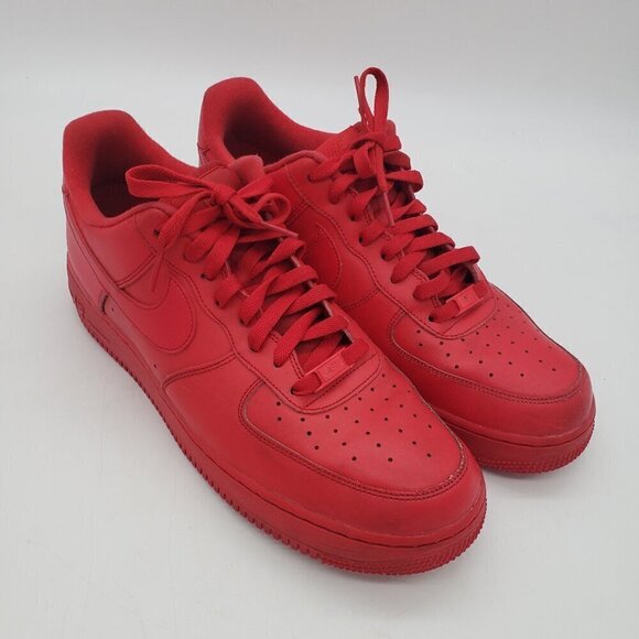 Nike Air Force 1 Mens 11.5 Triple Red Low Shoe Sneaker CW6999-600 - Picture 1 of 12